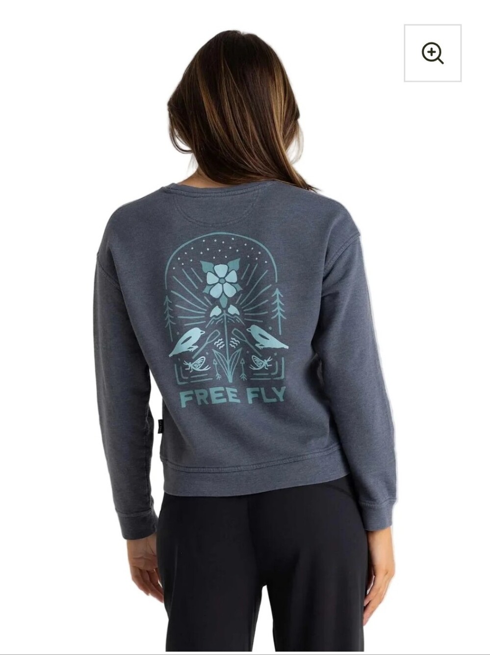 Free Fly Women's Crewneck Sweatshirt with Blue Floral Logo